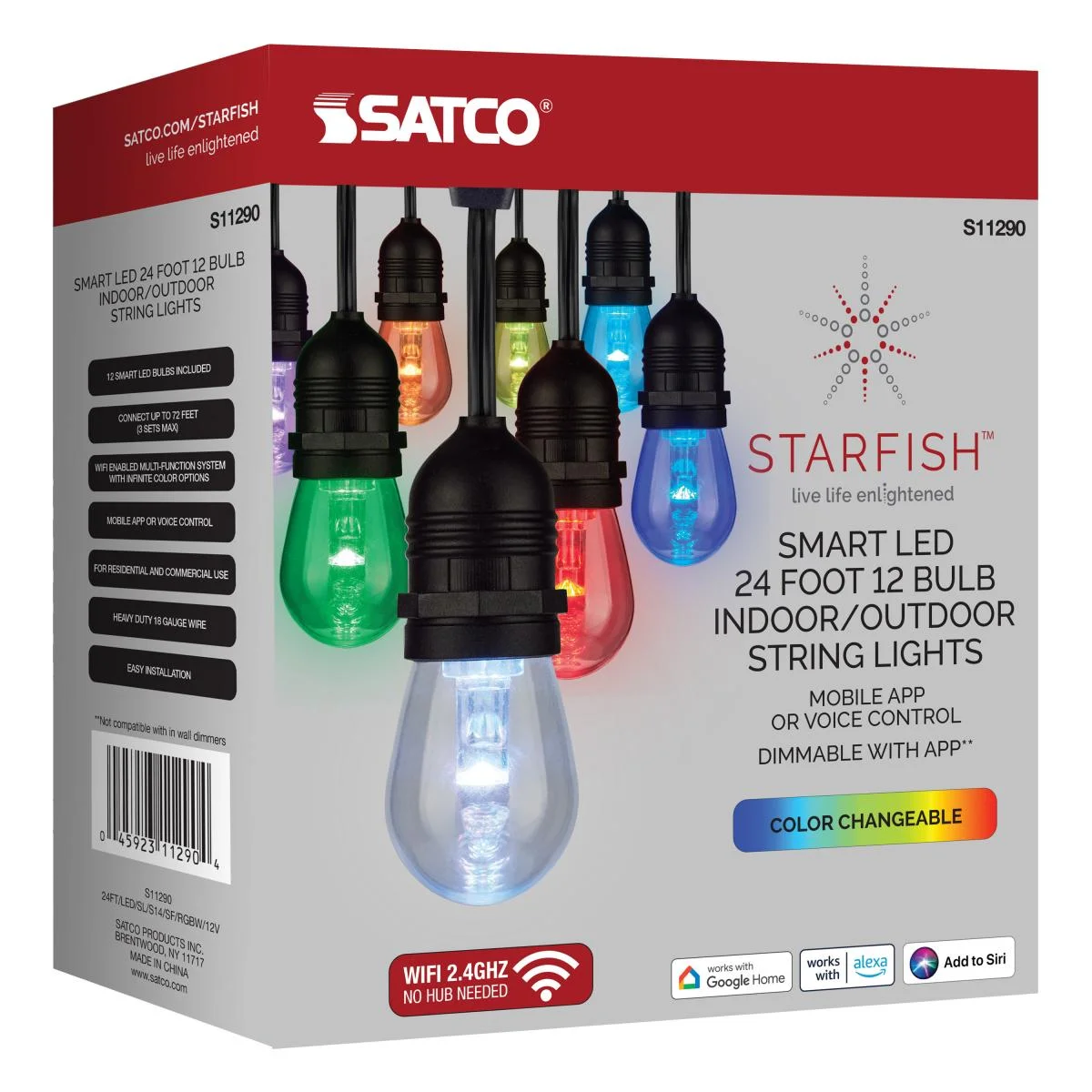 24Ft; 12-S14 Lamp; LED String Light; Starfish IOT; RGBW - Image 12