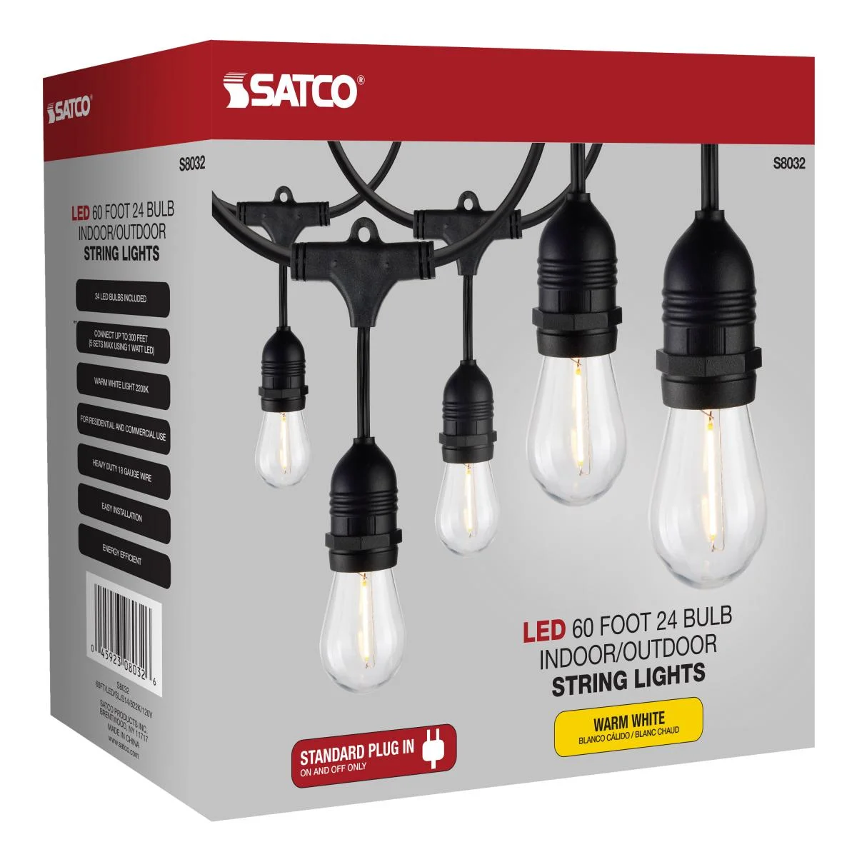 60FT Commercial LED String Light, Includes 24-S14 bulbs, 2200K, 120 Volts - Image 11