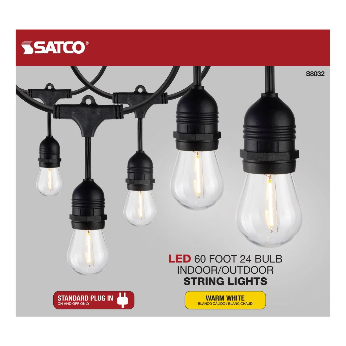 60FT Commercial LED String Light, Includes 24-S14 bulbs, 2200K, 120 Volts - Image 6