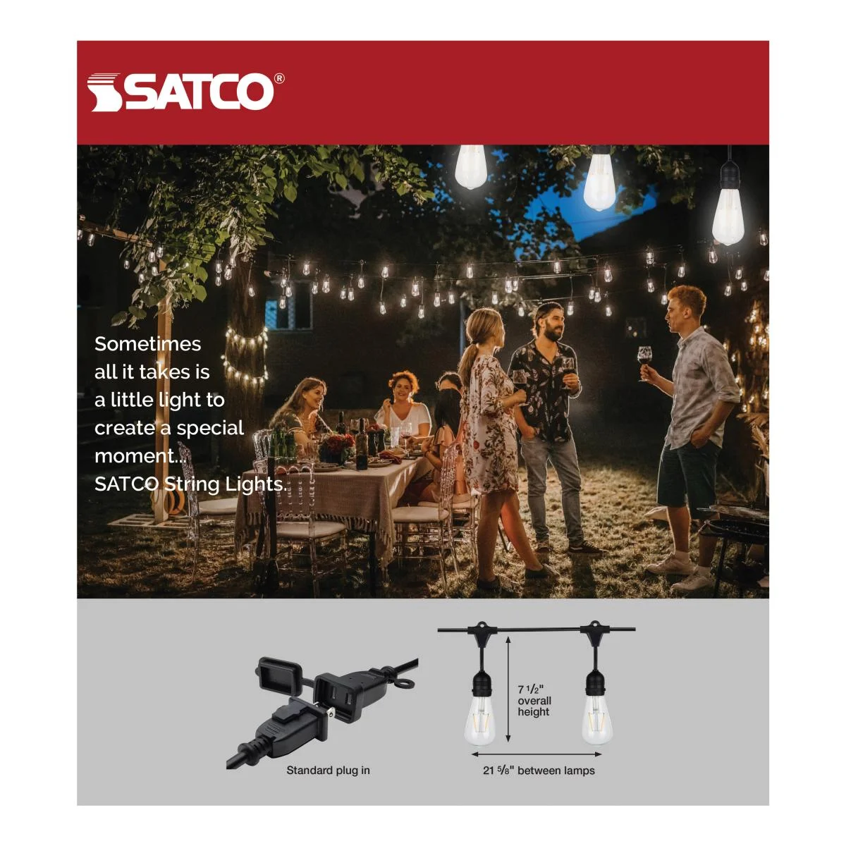24Ft, LED String Light, 12 Vintage ST19 bulbs Included, 120 Volts - Image 7