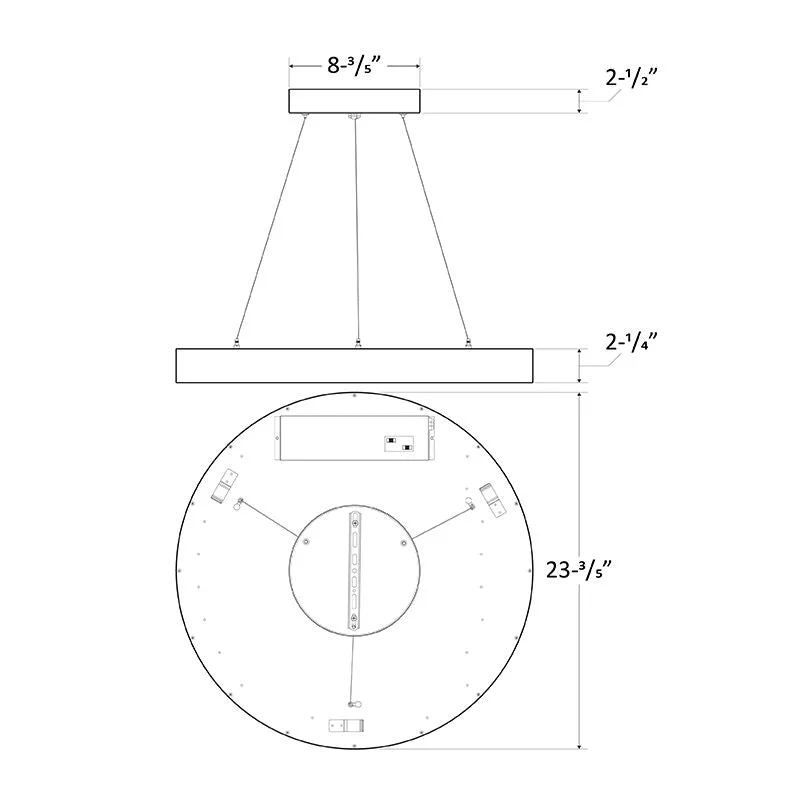 LED Architectural 24" Round Pendant Down Light, 5,116 Lumens, 30W/40W/50W Selectable, 120-277V, CCT Selectable 3000K/3500K/4000K, White Finish - Image 4