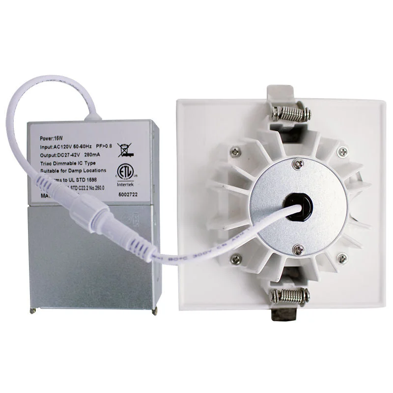 4" LED Snap-In Square Recessed Light, 1,350 Lumens, 15W, 120V, CCT Selectable 2700K/3000K/3500K/4000K/5000K - Image 4