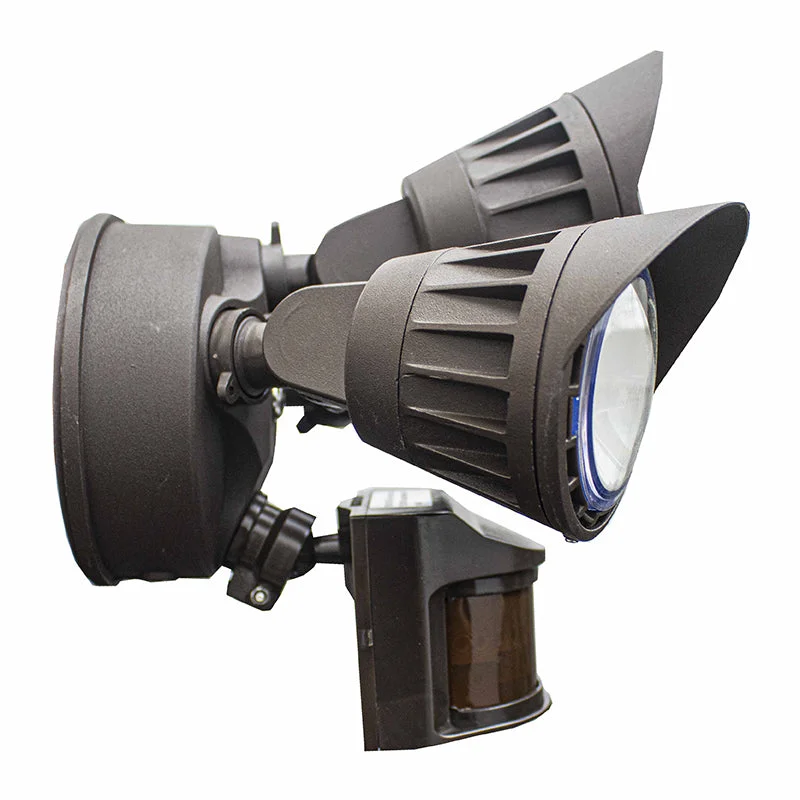 3 Head LED Security Light, 2800 Lumens, 30 watt, 120V, CCT Selectable, Bronze or White Finish, With PIR Sensor - Image 2