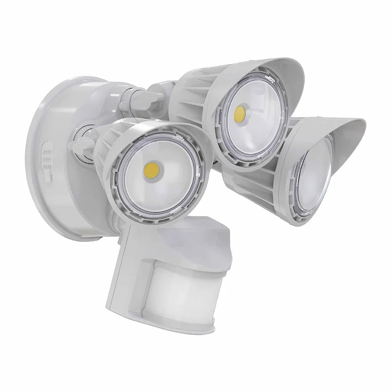 3 Head LED Security Light, 2800 Lumens, 30 watt, 120V, CCT Selectable, Bronze or White Finish, With PIR Sensor - Image 3