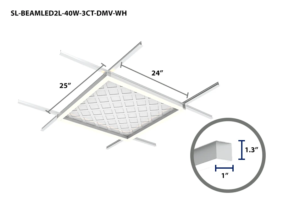 L Corner T-Grid LED Linear Light, 2300 Lumens, Wattage and CCT Select, 120-277V - Image 3