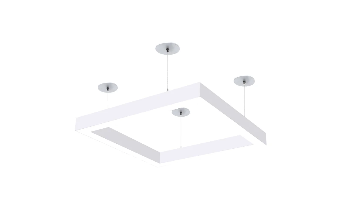 4x4 Square Pattern LED Linear Direct/Indirect Pendant Fixture, 22,000 Lumens, 200 Watt, 120-277V, 4CCT Selectable, White or Black Finish - Image 7