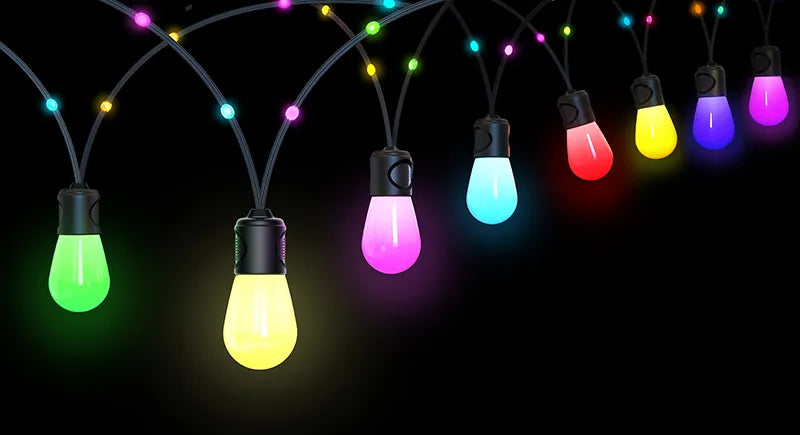 53FT 15 Lamp Commercial Grade LED String Light, RGB-IC, IP65 Rated, 100-240V - Image 3