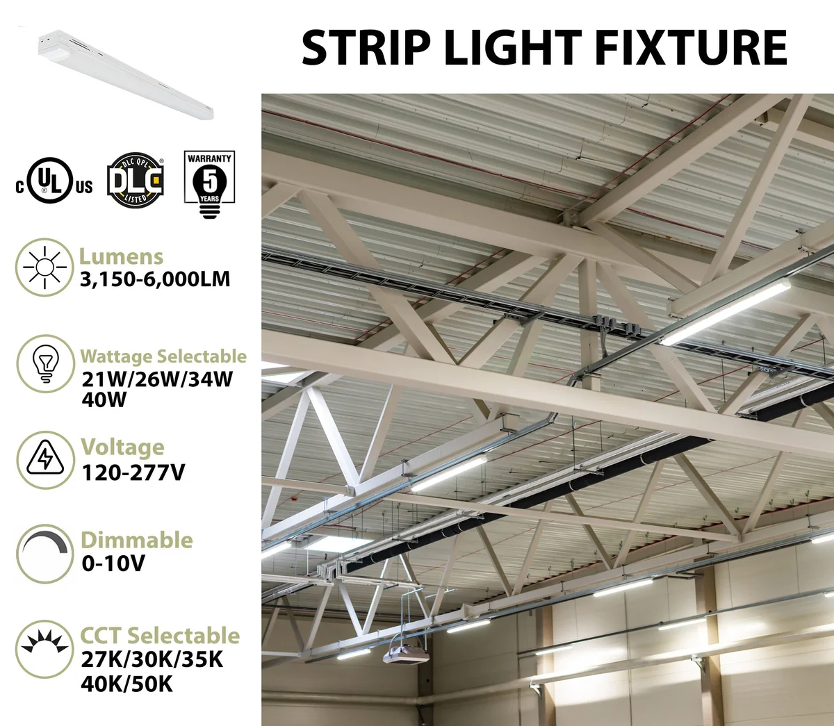 Blade G4 4FT LED Strip Light Fixture, 6000 Lumen Max, Wattage and CCT Selectable, 120-277V - Image 2