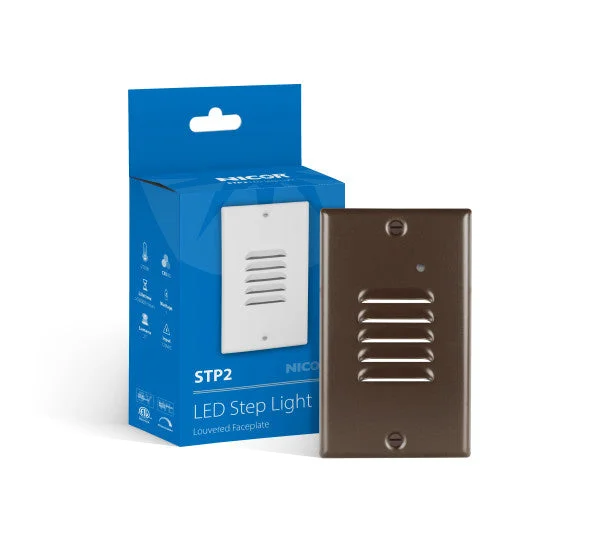 LED Step Light, Vertical Louvered, 2700K, Photocell Option, 120V, Black, Oil Rubbed Bronze, or White - Image 2