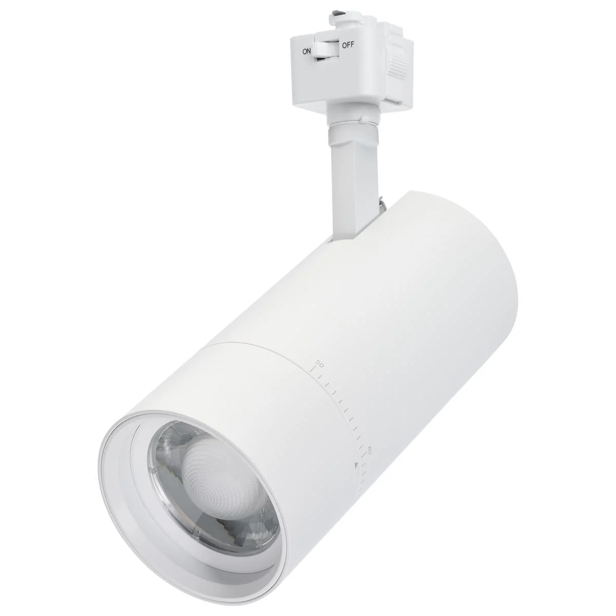 30 Watt LED Track Head; Juno; 20 to 50 Degree Adjustable Beam Spread; CCT Selectable; Matte White or Black Finish