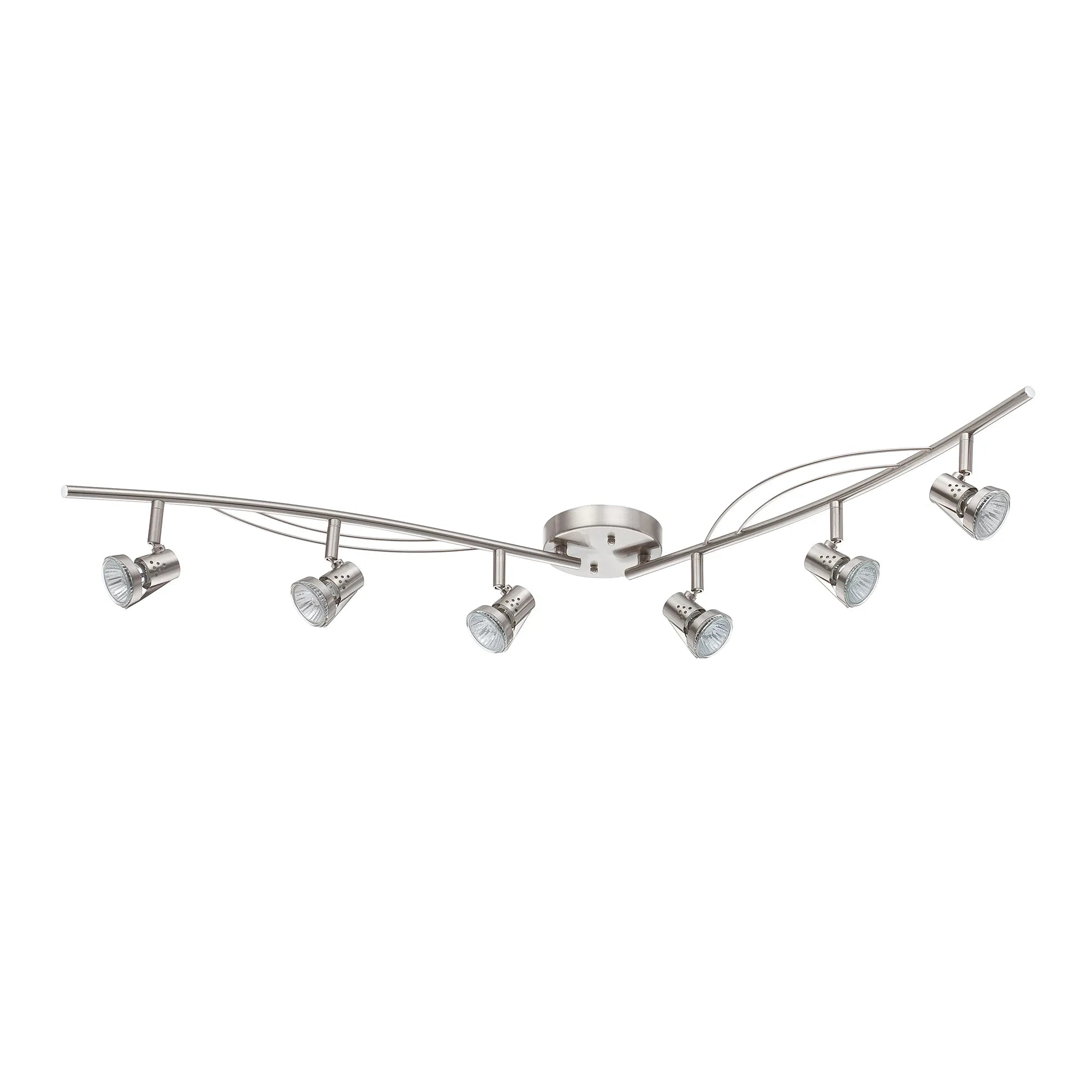 LED Track Light 6-Pack with LED GU10 Lamp, 3000K, 120V, Brushed Nickel