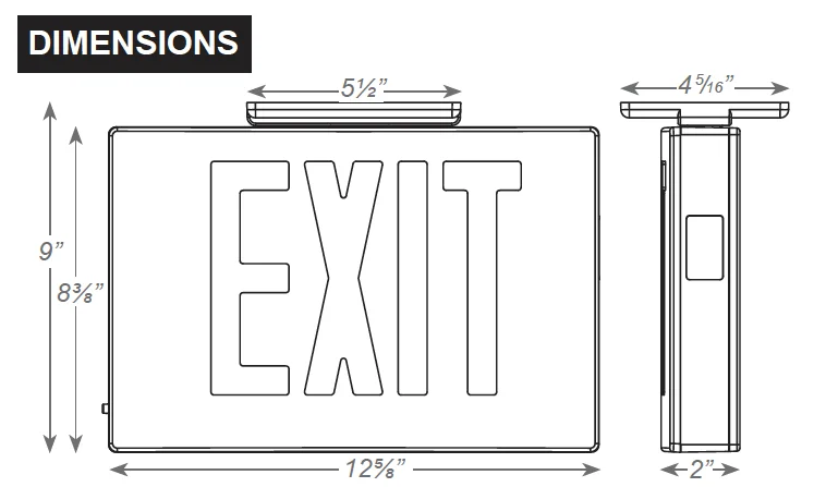 LED Die-Cast Aluminum Exit Sign, Single faced, Red - Image 3