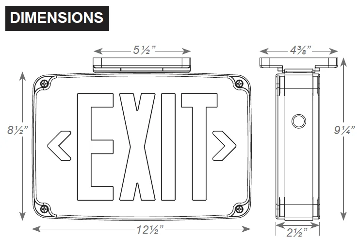 LED Compact Wet Location Polycarbonate Exit Sign - Image 3