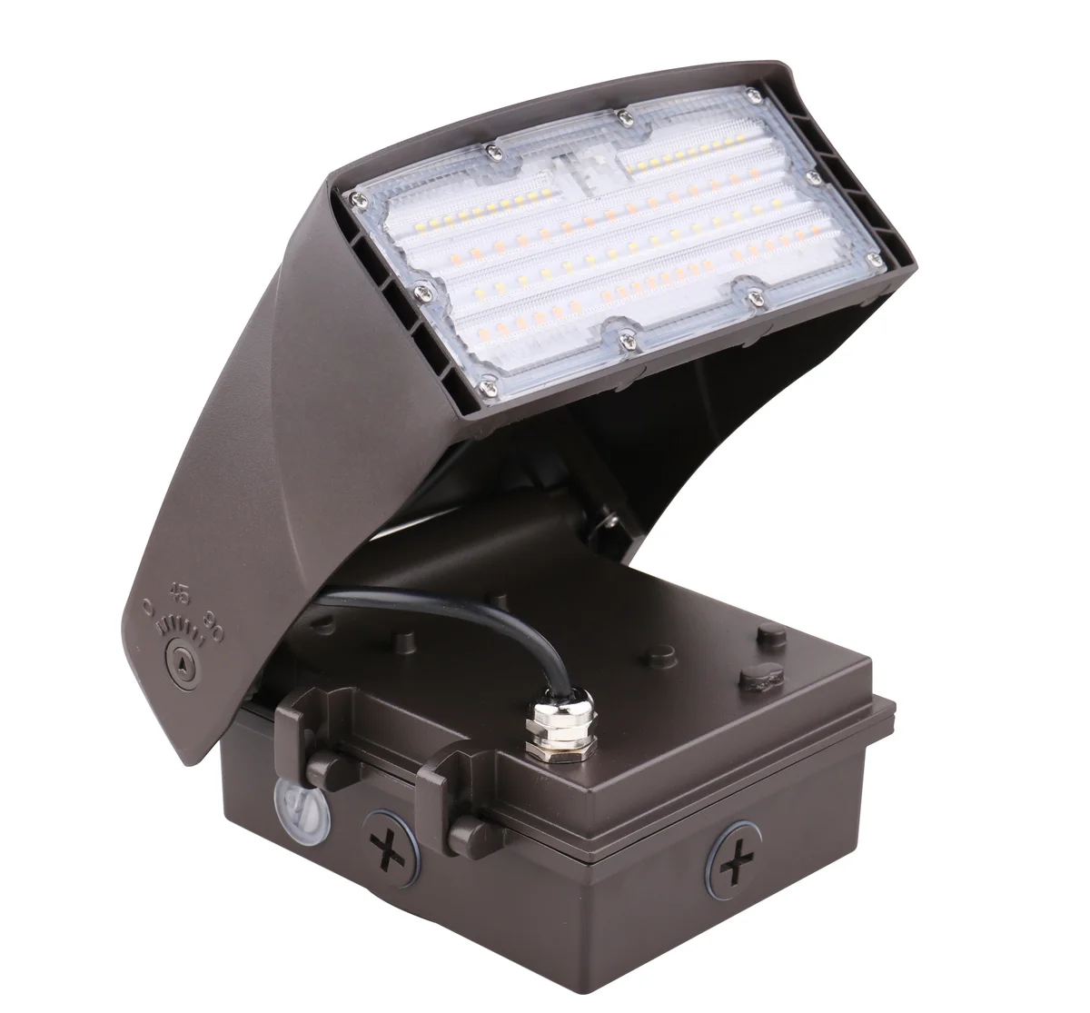 LED Adjustable Wall Pack, 4050 Lumen Max, Wattage and CCT Selectable, Integrated Photocell, 120-277V, Bronze Finish - Image 6