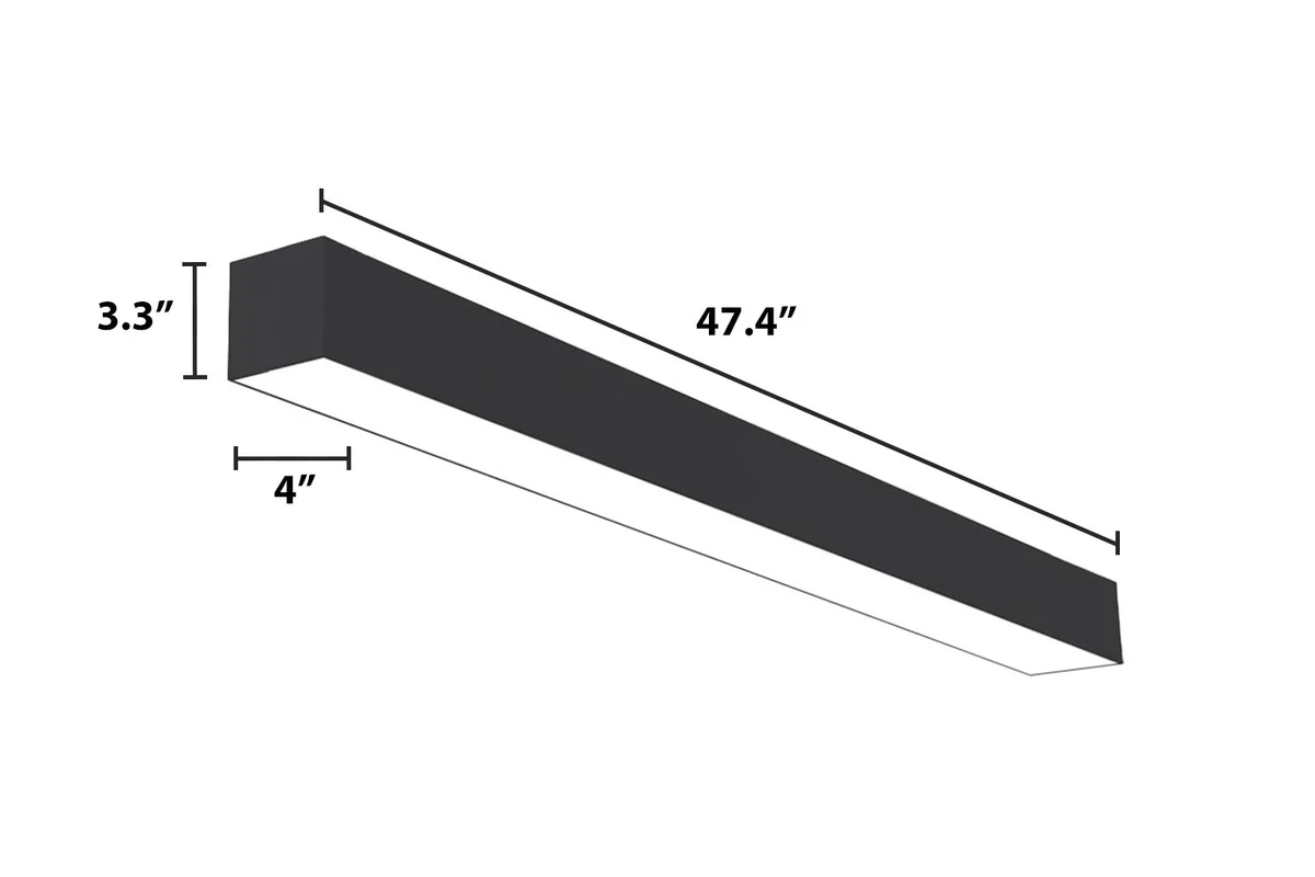 4 FT LED Direct/Indirect Suspended Linear Fixture, 4" Wide, 5750 Lumen Max, Wattage and CCT Selectable, 120-277V, White or Black Finish - Image 3