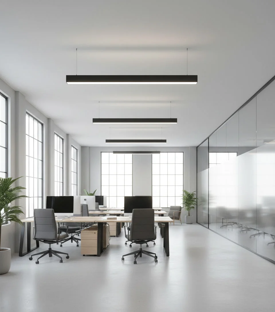 4 FT LED Direct/Indirect Suspended Linear Fixture, 4" Wide, 5750 Lumen Max, Wattage and CCT Selectable, 120-277V, White or Black Finish - Image 5