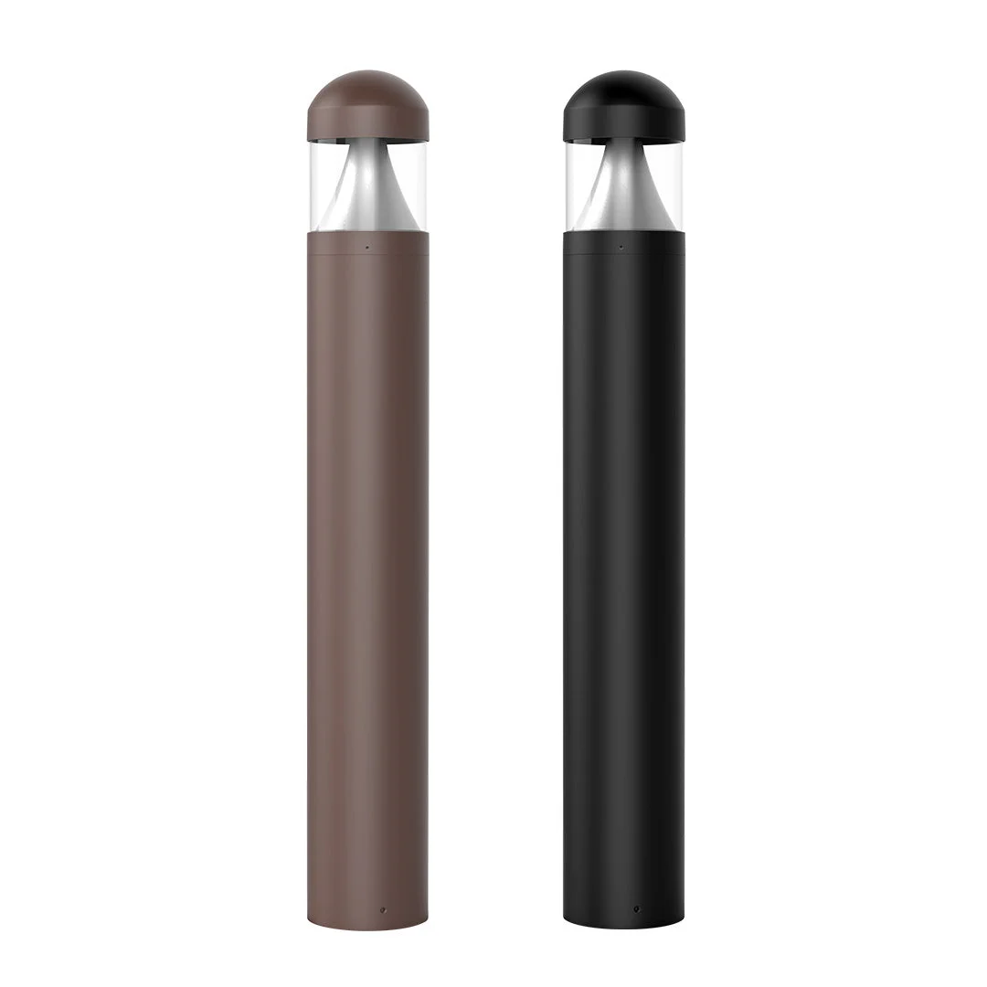 Commercial LED Bollard Light - 3360LM Max, CCT & Wattage Selectable, Dome Top Cone Reflector, Modular, 6-8" Retrofit Base, Black or Bronze