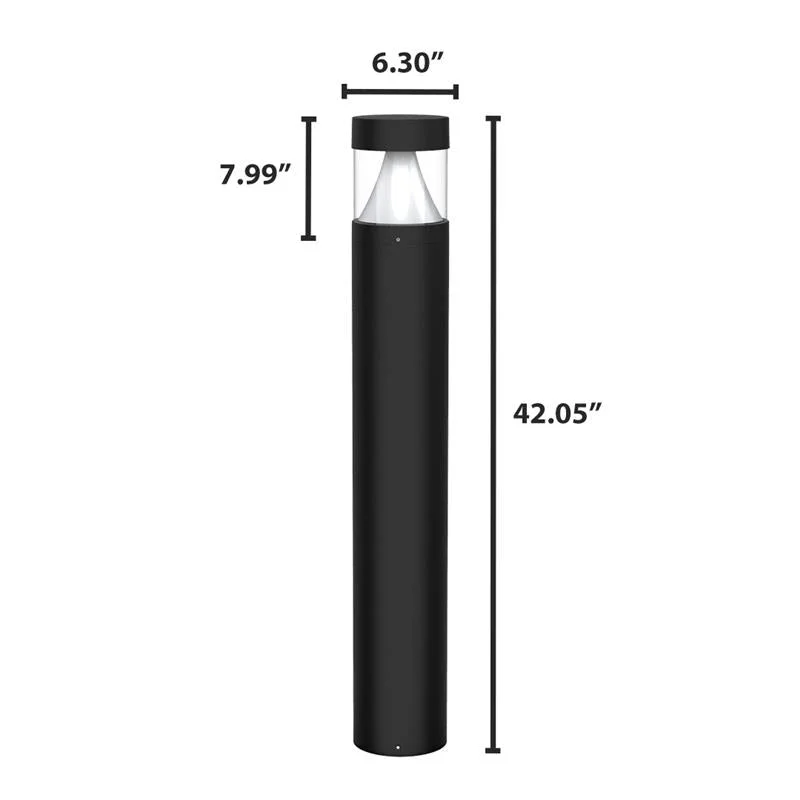 Commercial LED Bollard Light - 3360LM Max, CCT & Wattage Selectable, Flat Top Cone Reflector, Modular, 6-8" Retrofit Base, Black or Bronze - Image 3