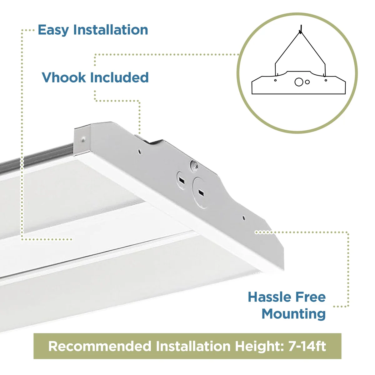 2FT LED Compact Linear High Bay Fixture, 15,400 Lumen Max, Wattage and CCT Selectable, 120-277V - Image 4