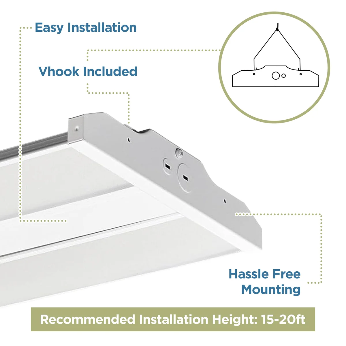 2FT LED Compact Linear High Bay Fixture, 23,100 Lumen Max, Wattage and CCT Selectable, 120-277V - Image 3