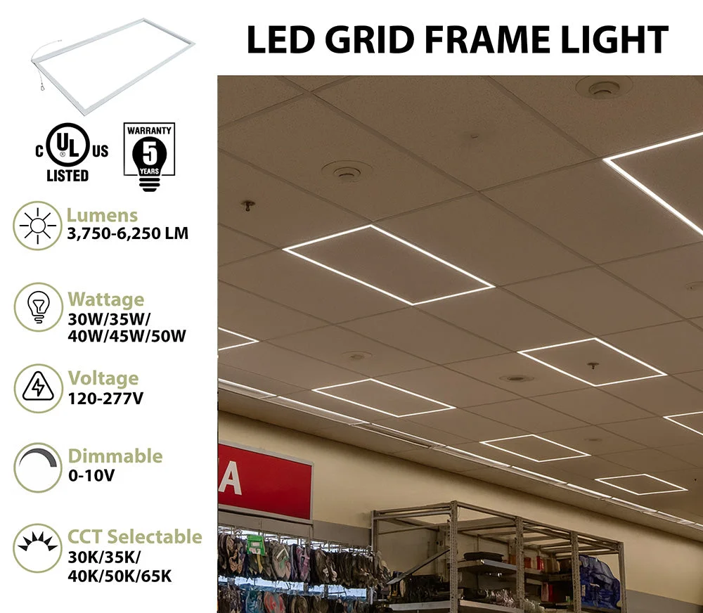 2 x 4 LED Grid Frame Light, 6250 Lumen Max, Wattage and CCT Selectable, 120-277V - Image 2