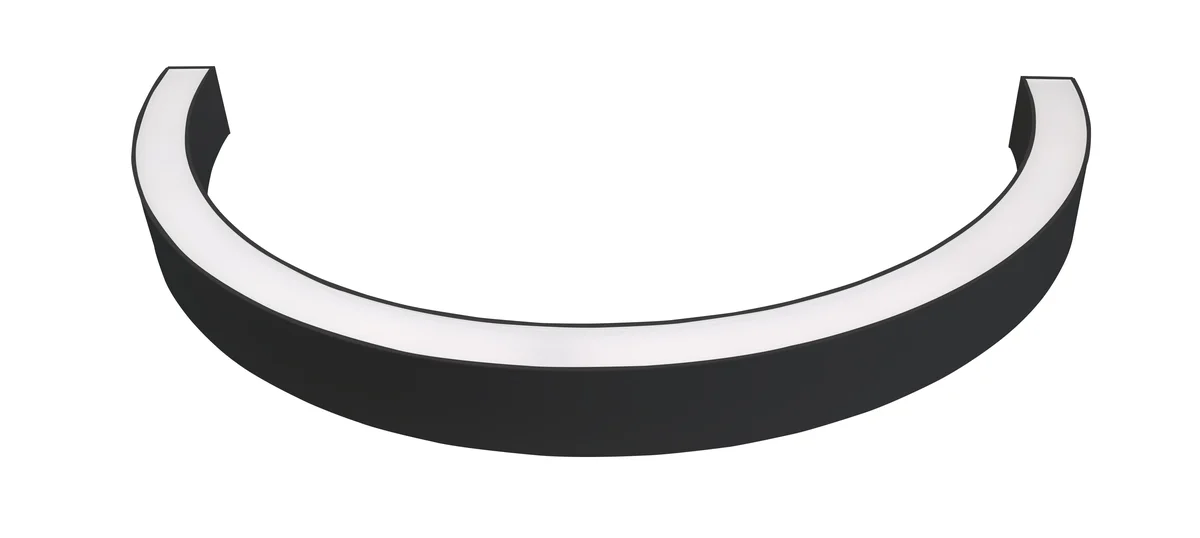 36" Half Circle LED Direct/Indirect Pendant Light, 2" Wide, 5880 Lumen Max, Wattage and CCT Selectable, 120-277V, White or Black Finish - Image 10