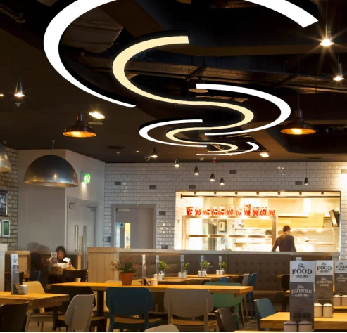 36" Half Circle LED Direct/Indirect Pendant Light, 2" Wide, 5880 Lumen Max, Wattage and CCT Selectable, 120-277V, White or Black Finish - Image 4