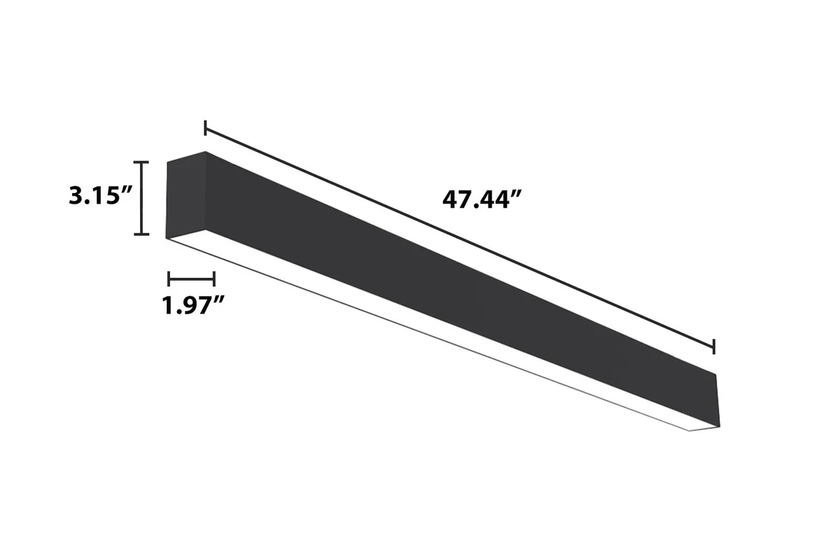 4 FT LED Direct/Indirect Suspended Linear Fixture, 2" Wide, 4600 Lumen Max, Wattage and CCT Selectable, 120-277V, White or Black Finish - Image 3