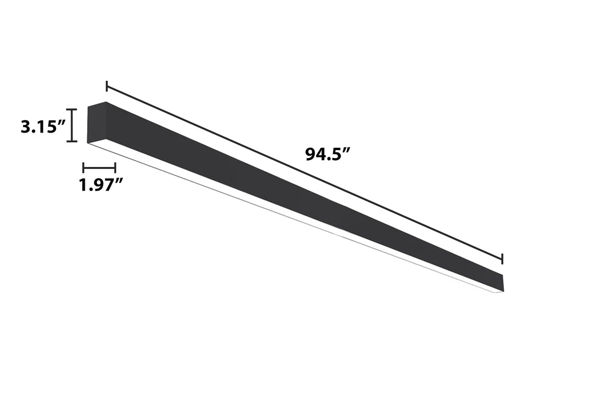 8 FT LED Direct/Indirect Suspended Linear Fixture, 2" Wide, 9200 Lumen Max, Wattage and CCT Selectable, 120-277V, White or Black Finish - Image 3