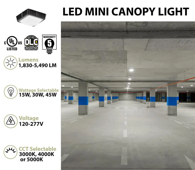 LED Mini Canopy Light, 5490 Lumen Max, Wattage and CCT Selectable, 120-277V, Bronze - Image 2