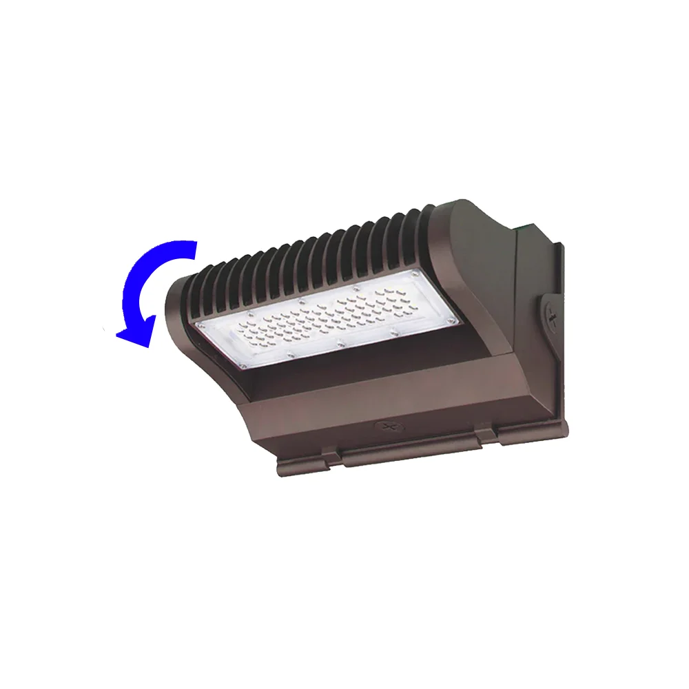 LED Adjustable Wall Pack, 5600 Lumen Max, Wattage and CCT Selectable, Integrated Photocell, 120-277V, Bronze or White Finish