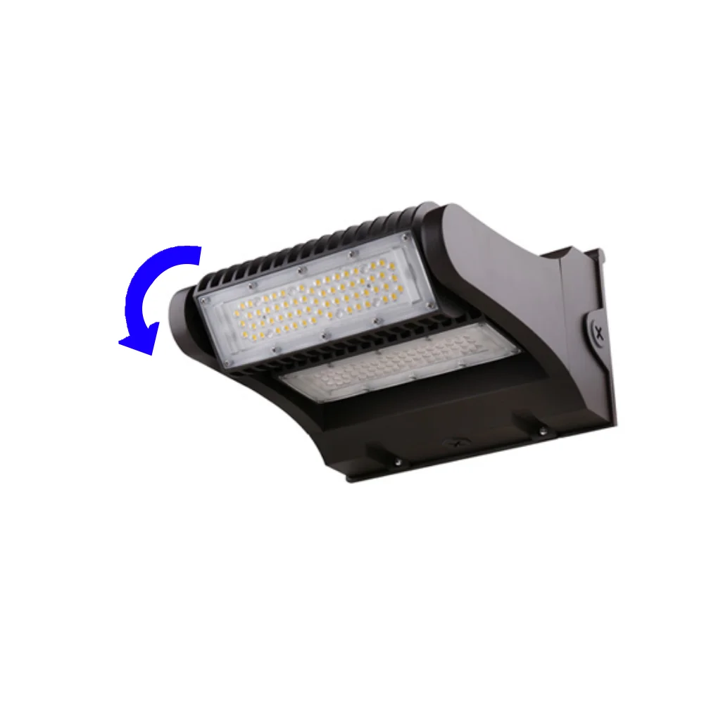 LED Adjustable Wall Pack, 11,200 Lumen Max, Wattage and CCT Selectable, Integrated Photocell, 120-277V, Bronze or White Finish