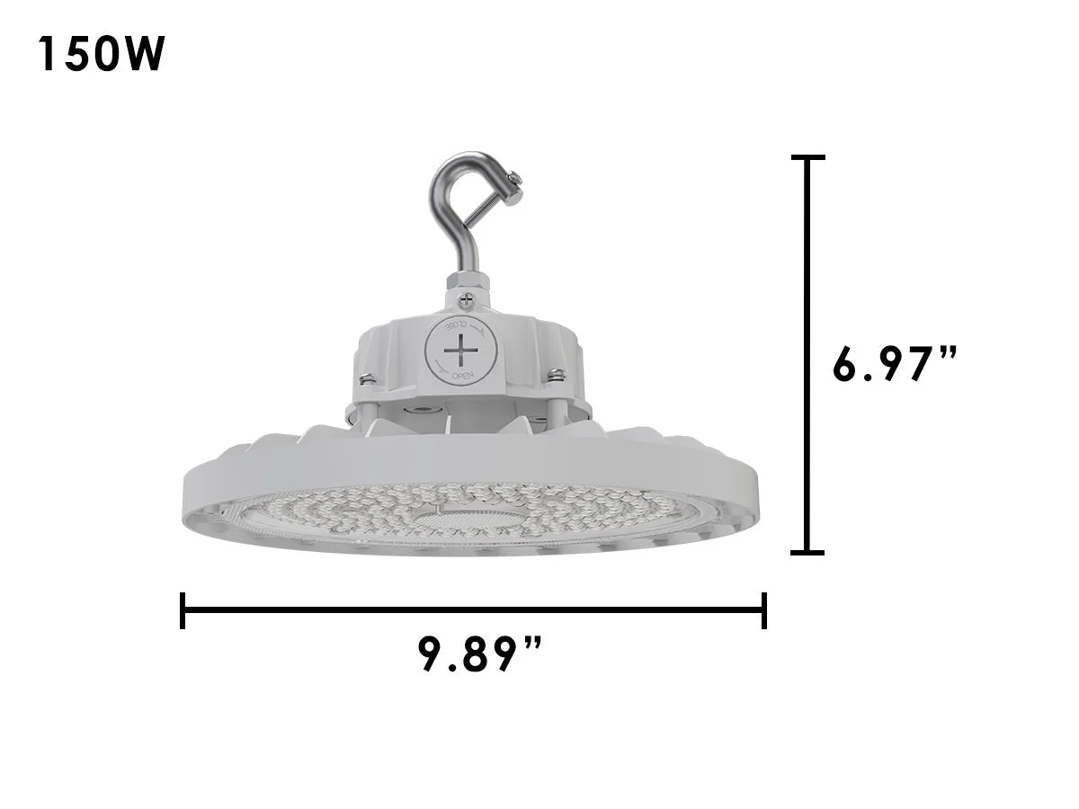 Static LED UFO High Bay, 22,500 Lumens, 150 Watt, 5000K, 120-277V, White Finish - Image 4
