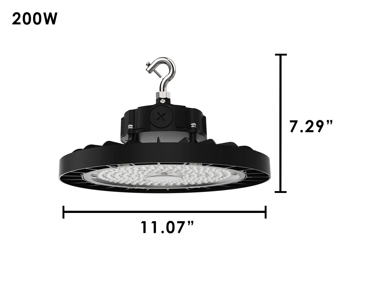 Static LED UFO High Bay, 30,000 Lumens, 200 Watt, 5000K, 120-277V, Black Finish - Image 5