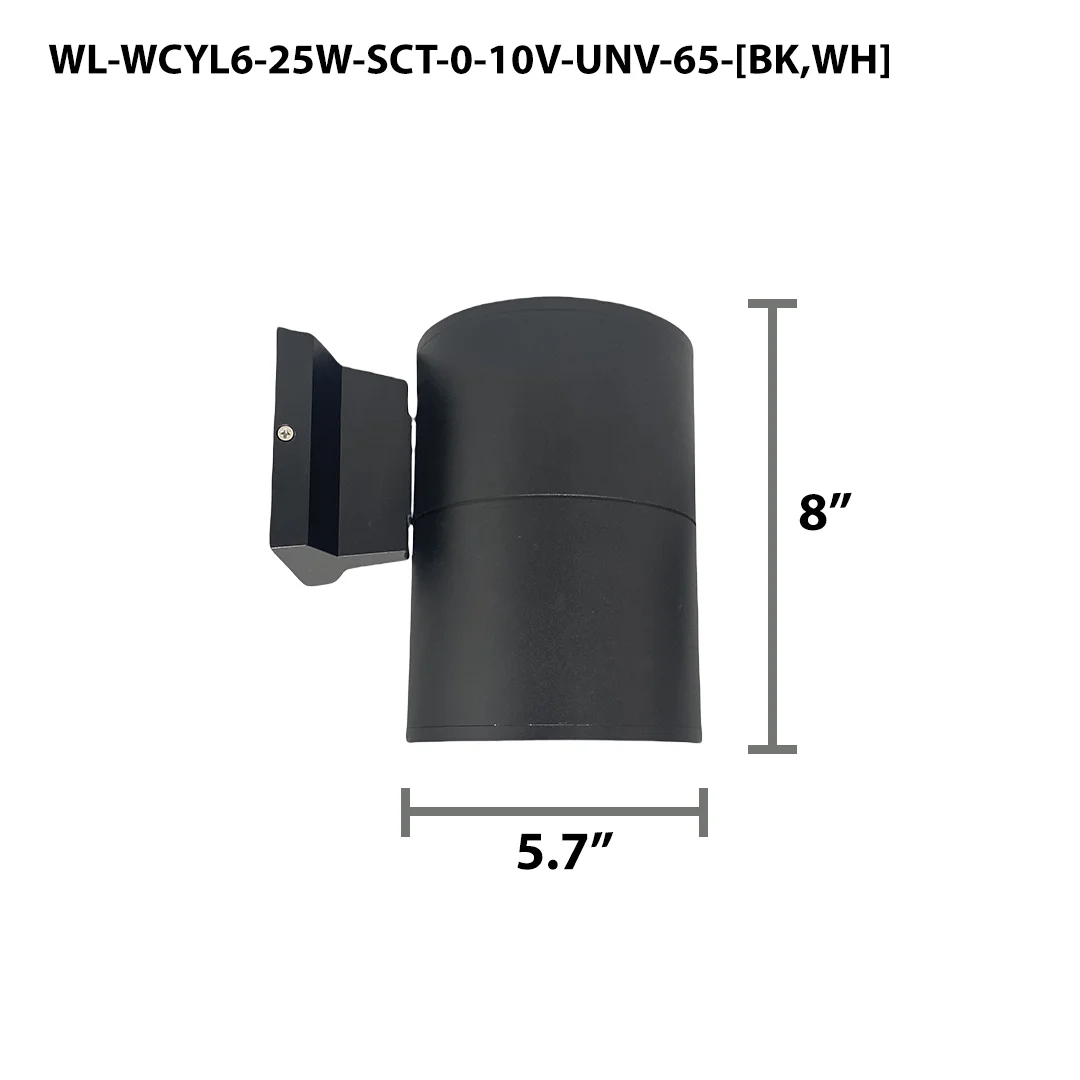 6" LED Architectural Outdoor Wall Mount Cylinder Light, 2750 Lumens, 25W, CCT Selectable, 120-277V, White - Image 3