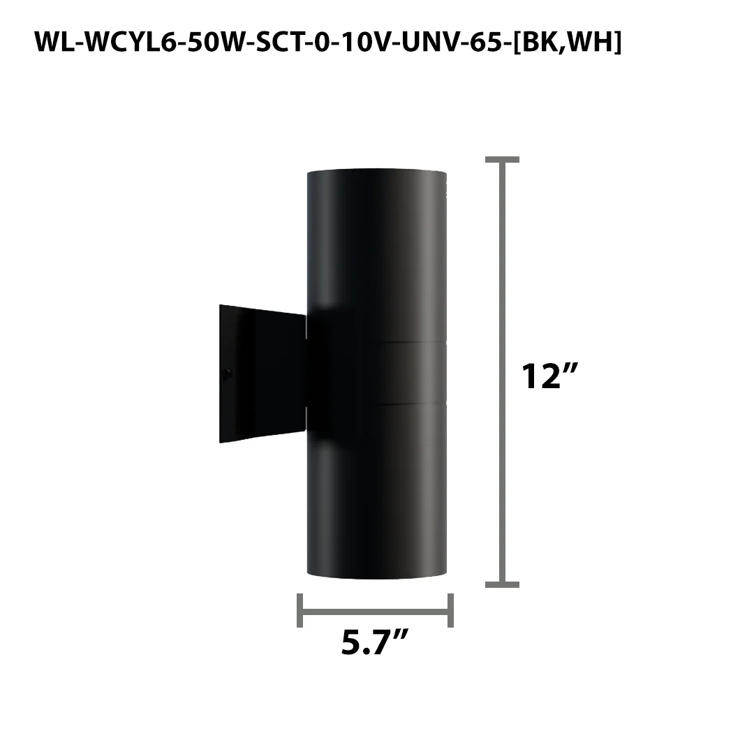 6" LED Architectural Outdoor Wall Mount Cylinder Light, 5500 Lumens, 50W Direct/Indirect, CCT Selectable, 120-277V, White - Image 5