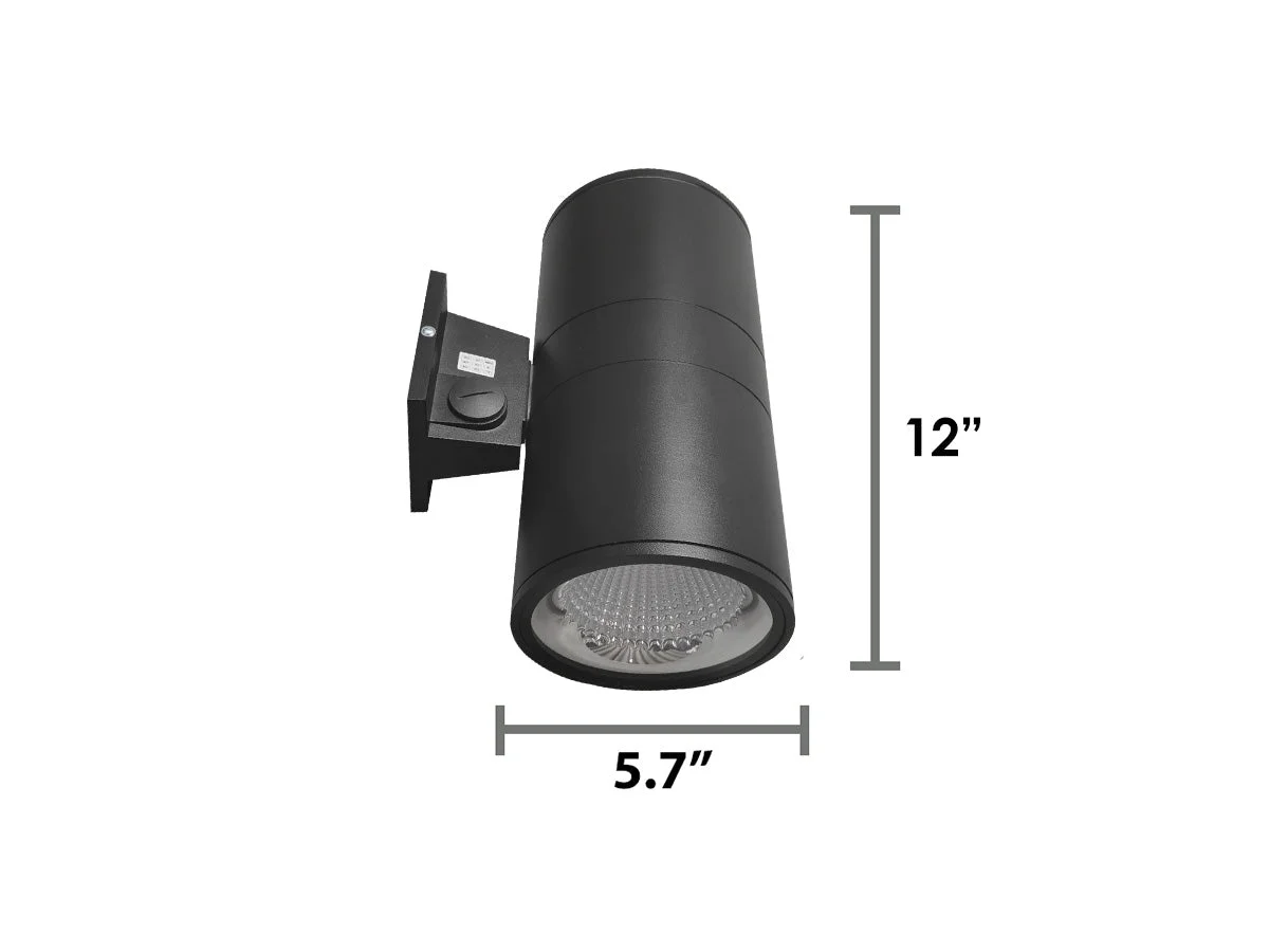 6" LED Architectural Wall Mount Cylinder Light, 5250 Lumen Max, Direct/Indirect, Wattage and CCT Selectable, 120-277V, Black Finish - Image 4